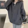 Women Spring Autumn Long Sleeve Oversize Solid Color Student Hoodies Cardigan