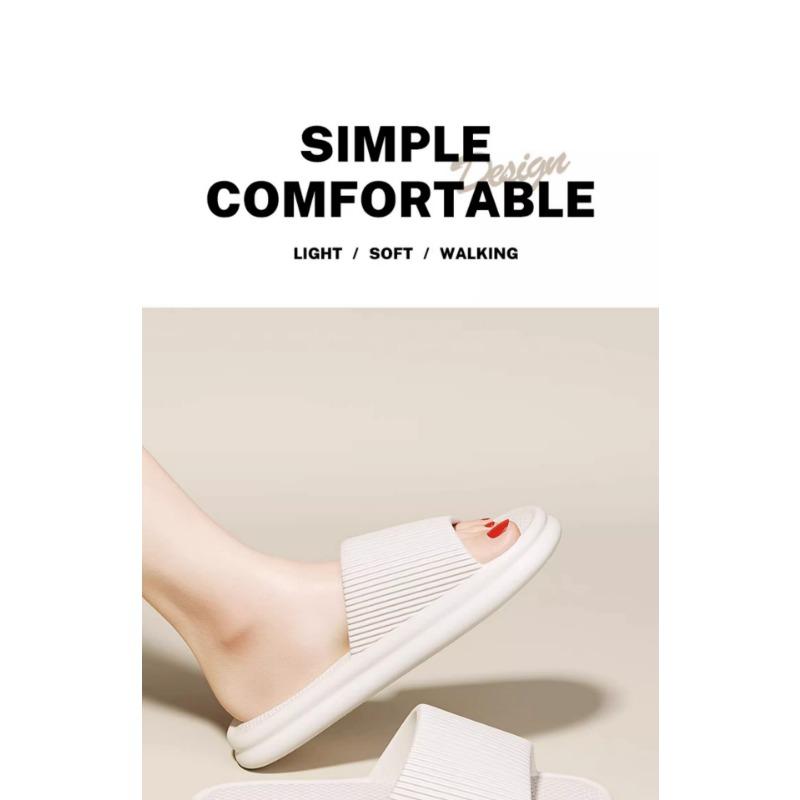 Men's Slide Sandals Summer Anti-Slip House Slippers for Home Bathroom Indoor Outdoor Comfortable Soft Sole Black