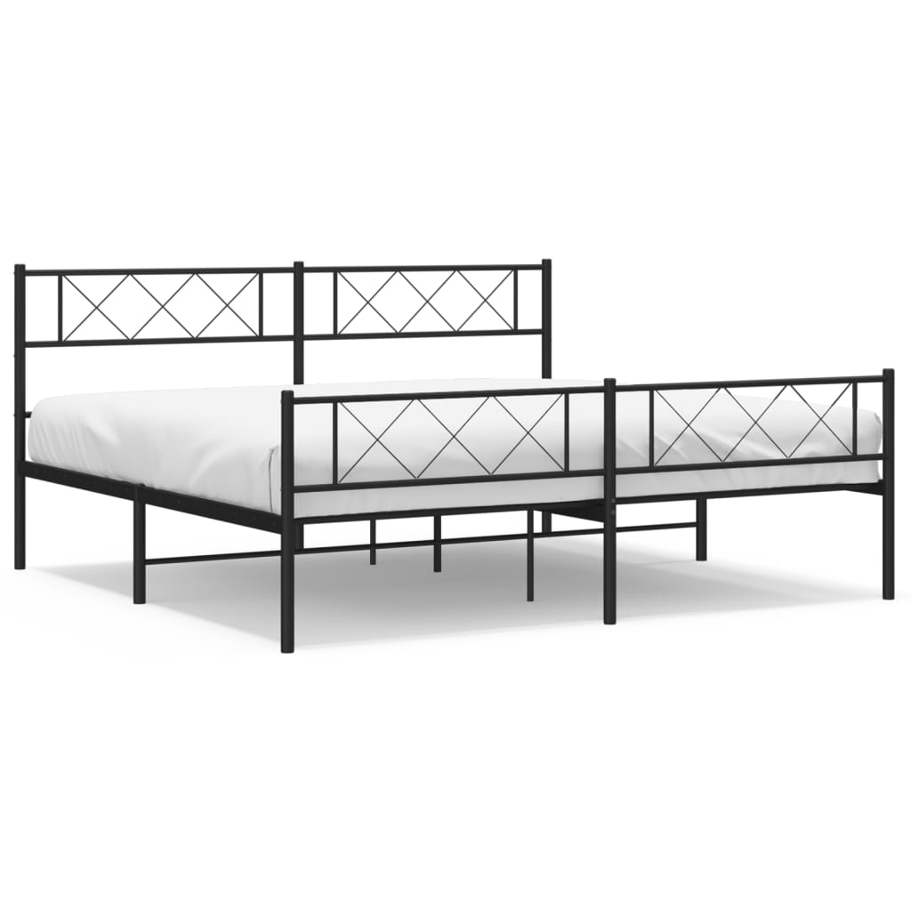 Metal Bed Frame without Mattress Black 180 x 200 cm