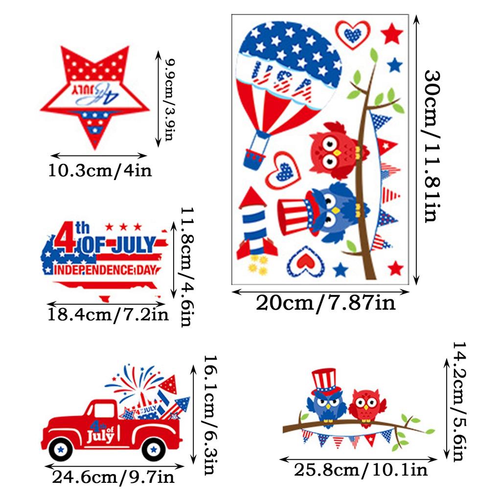 9 листов наклеек на окна ко Дню независимости с принтом флага США, статические наклейки со звездами, патриотичные наклейки на стекло