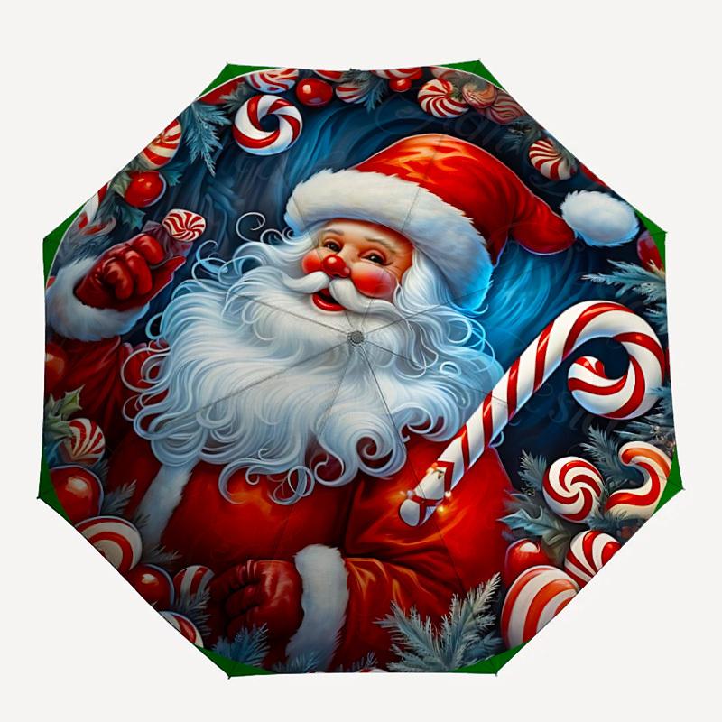 1pc Christmas Santa Claus Folding Umbrella | Elegant Design, Fashionable Accessory, Durable Construction, Sturdy Ribs yy251107024