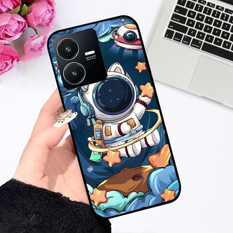 Для Vivo Y22 4G Чехол V2207 V2206 Y22s Цветная Печать Матовый ТПУ Силикон Мягкий Чехол для Телефона Для Vivo Y35 4G Ударопрочный Бампер Fundas