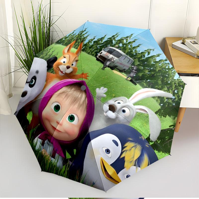 cartoon animation Print Automatic Open Close Umbrella, Portable Foldable Umbrella, for Outdoor Commute Camping Trip, Ideal Birthday Gift