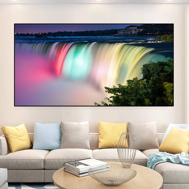 Пейзаж Ниагарский водопад ночью Холст Картина Водопад Плакаты и принты Настенные художественные фотографии Гостиная Домашний декор без рамки
