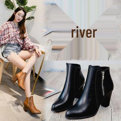 Женские ботильоны на массивном каблуке с эффектом потертости в стиле ретро на осень/зиму 2020 года с боковой молнией