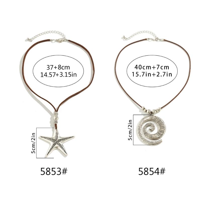Alloy Starfish Seashells Necklace Vacation Style Conch Pendant Choker Necklace Starfish Collar Choker Unique Jewelry