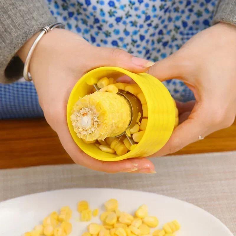 Кукурузная молотилка из нержавеющей стали, ручной роторный пластиковый кукурузный плуг, креативный домашний сепаратор для шелушения кукурузы, кухонные гаджеты