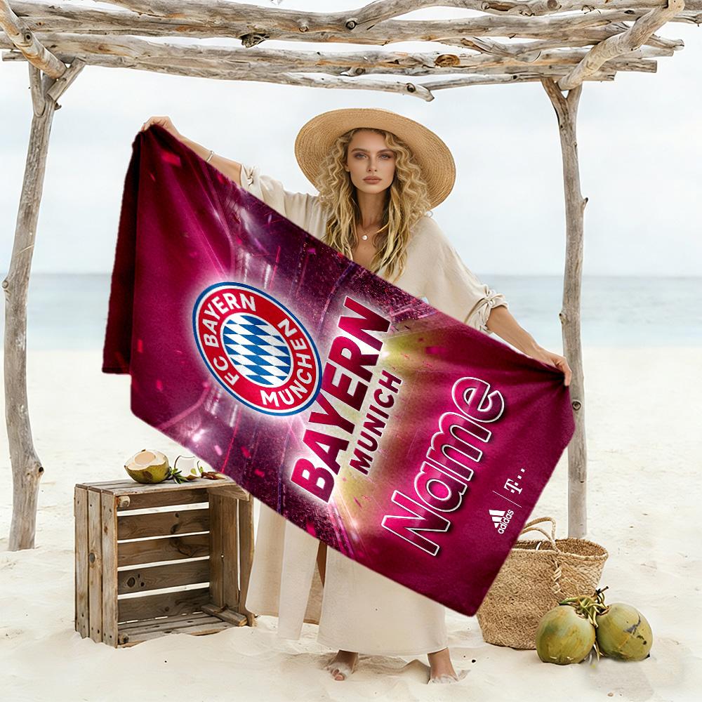 Bayern Munich Fan Gear Customize Text Beach Towel Quick-Dry Soft Microfiber