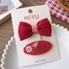 2/4PCS Red Hair Pins for Girls Fabric Bow Bangs Clips Christmas Baby Hair Accessories Knitted Sweet Korean Hair Clip Kids Gifts