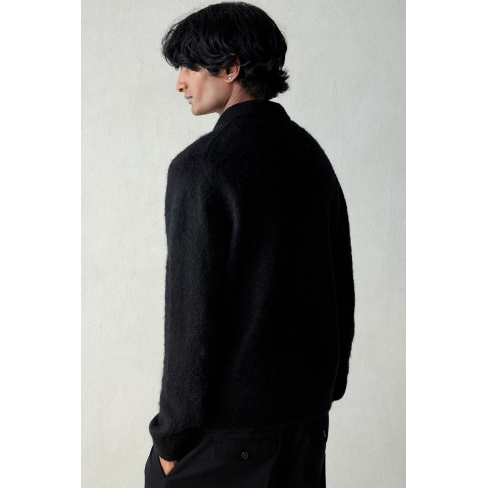 Кардиган HM Regular Fit из шерстяной смеси, черный