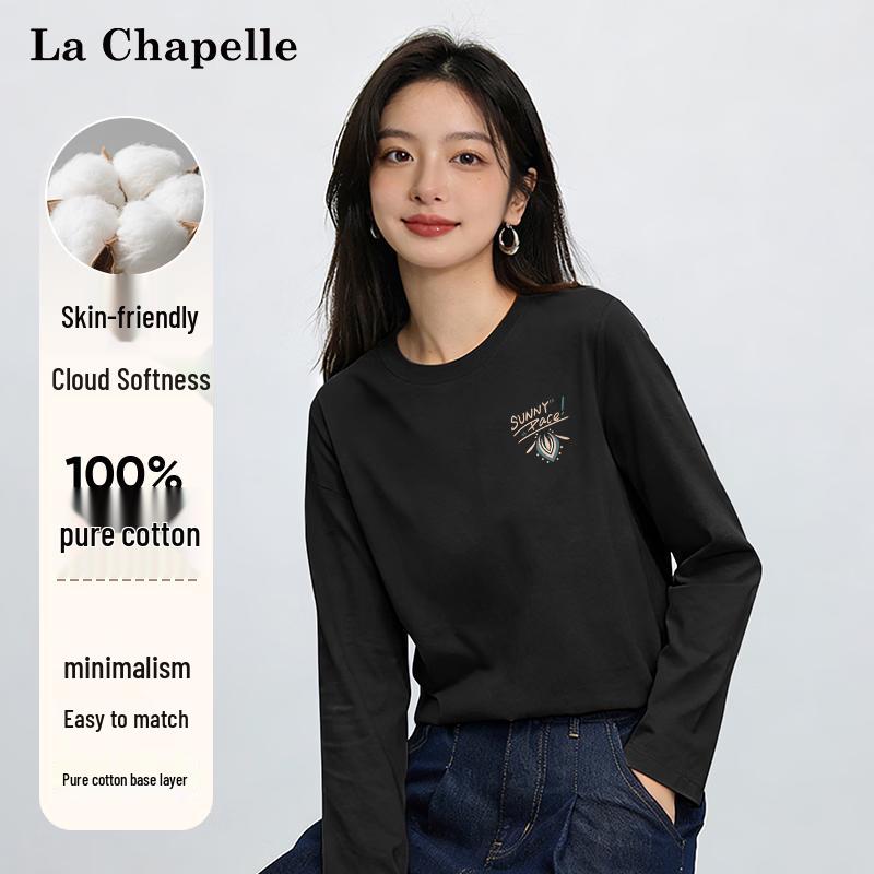 La Chapelle Women's Loose Long Sleeve Cotton T-shirt