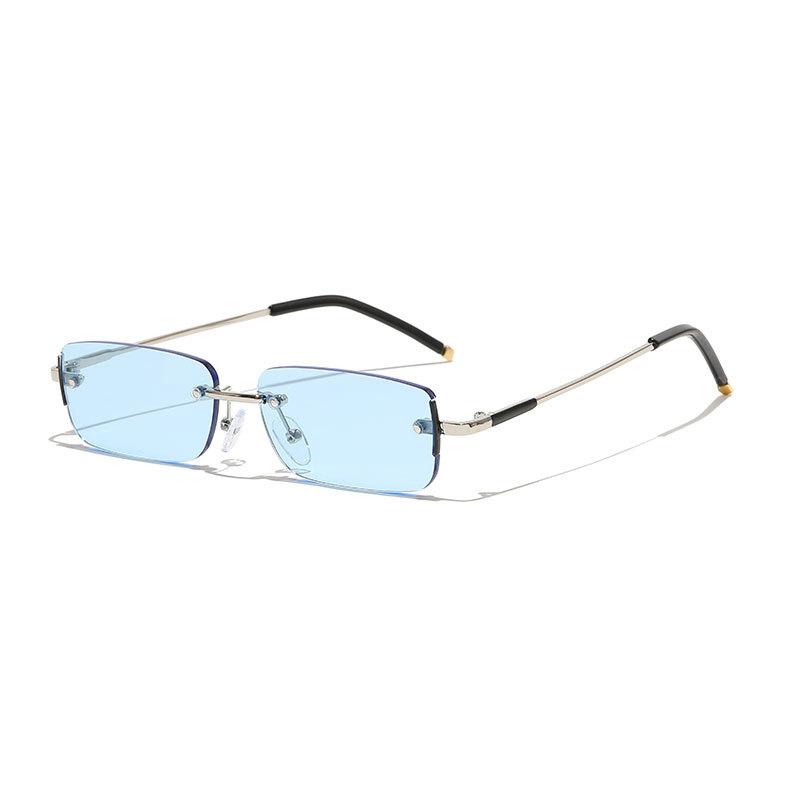 Stylish senior sense frameless small frame sunglasses female Internet celebrities ins street photography trend UV protection sunglasses male