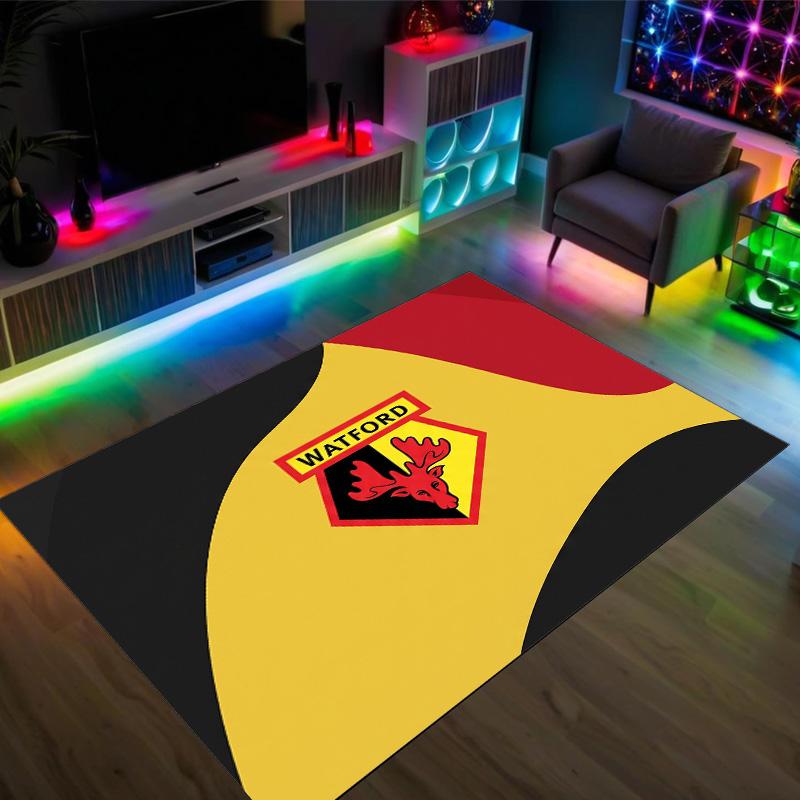 Watford Football Design Crystal Velvet Carpet Cozy Non?Slip Printed Rug For Bedroom Living Room Entrance