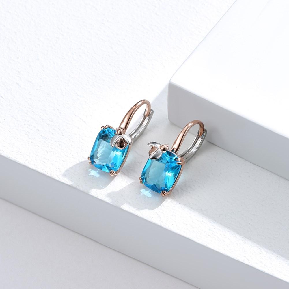 Umcho Copper Ladybug Earrings for Women Inlay Blue Clear Stone Stud Earring Rose Gold Plated Fashion Jewelry for Valentine's Day Gifts