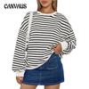 Spring Autumn Women's Plus Size Sweatshirt Striped Long Sleeve Round Neck Oversized Sweatshirt Y2K Sweatshirt