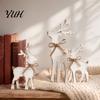 Decorative Wooden Elk Sign 3Pcs/Set Christmas Table Sign, Rustic Reindeer Family Tabletop Decoration, Seasonal Home Decor Jute Rope Bow Centerpiece