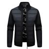 Men's Stand Up Collar with Thick Velvet, Long Sleeved Color Blocked Cardigan Sweater, Trendy Men's Warm Knit Sweater Jacket