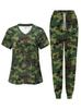Leopard print print women's V-neck nursing suit, summer new casual suit, light and comfortable
