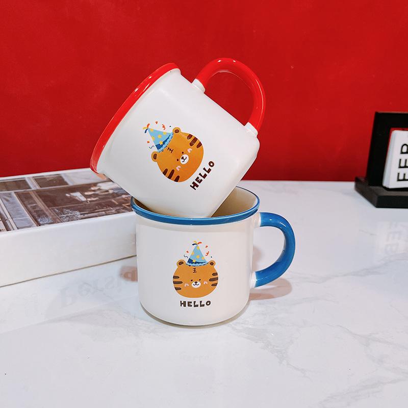 Birthday Gift Cartoon Cute Tiger Birthday Hat Souvenir 100-day Banquet Gift Ceramic Cup Children's Cup