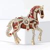 Alloy Multicolor Horse Brooch Rhinestone Inlaid Standing Horse Brooch Lapel Pin Zodiac Year Animal Brooch for Men Women Clothing Accessories
