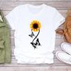 (Asian Size) Women Tee Top Sweet Vintage Flower Butterfly Clothing Casual  Short Sleeve T Shirt Fashion Print Lady Female Graphic T-shirts