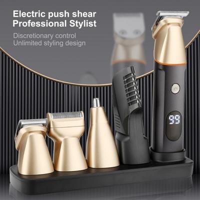 Беспроводная машинка для стрижки волос для мужчин 5 в 1 водонепроницаемый набор для ухода со сменными головками для волос бороды тела триммер с USB-зарядкой и светодиодом