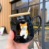 3D Relief Ceramic Mug with Lid Spoon Personality Coffee Mugs Spoon Animal Firewood Dog Cup Teacup