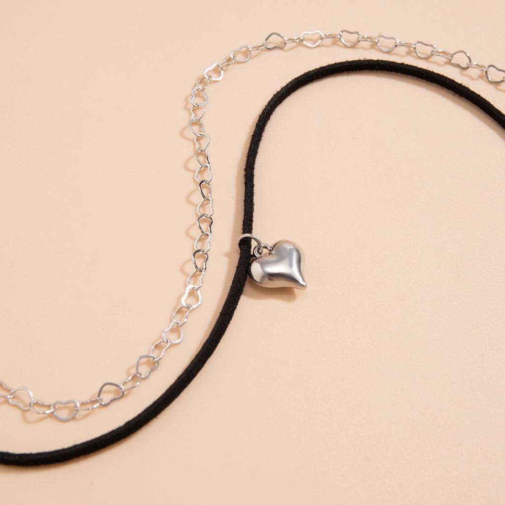Креативный чокер-подвеска на цепочке в форме сердца, короткий, смешанный, из фланели, готический, шейная цепочка, ювелирное изделие