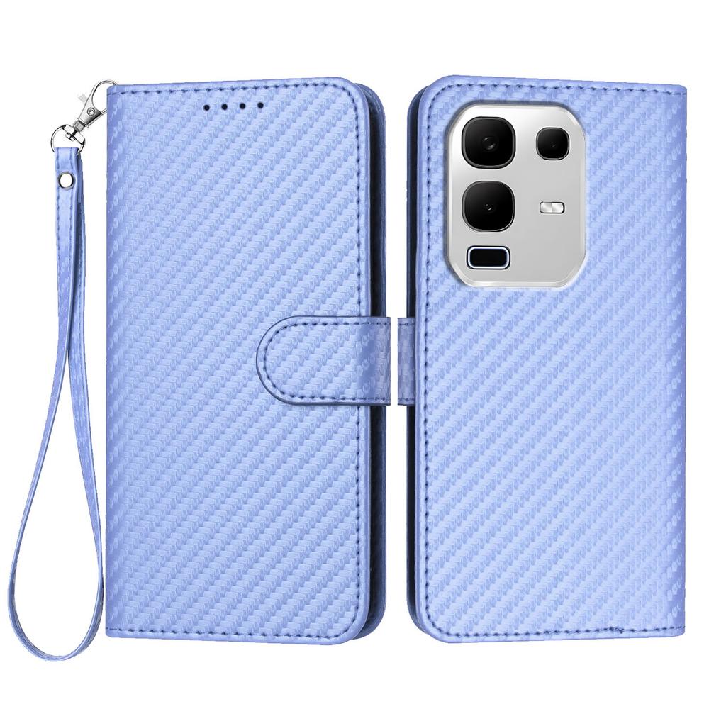 For Infinix Note 50x 5G Wallet Case with Strap Carbon Fiber Texture Leather Mobile Cover