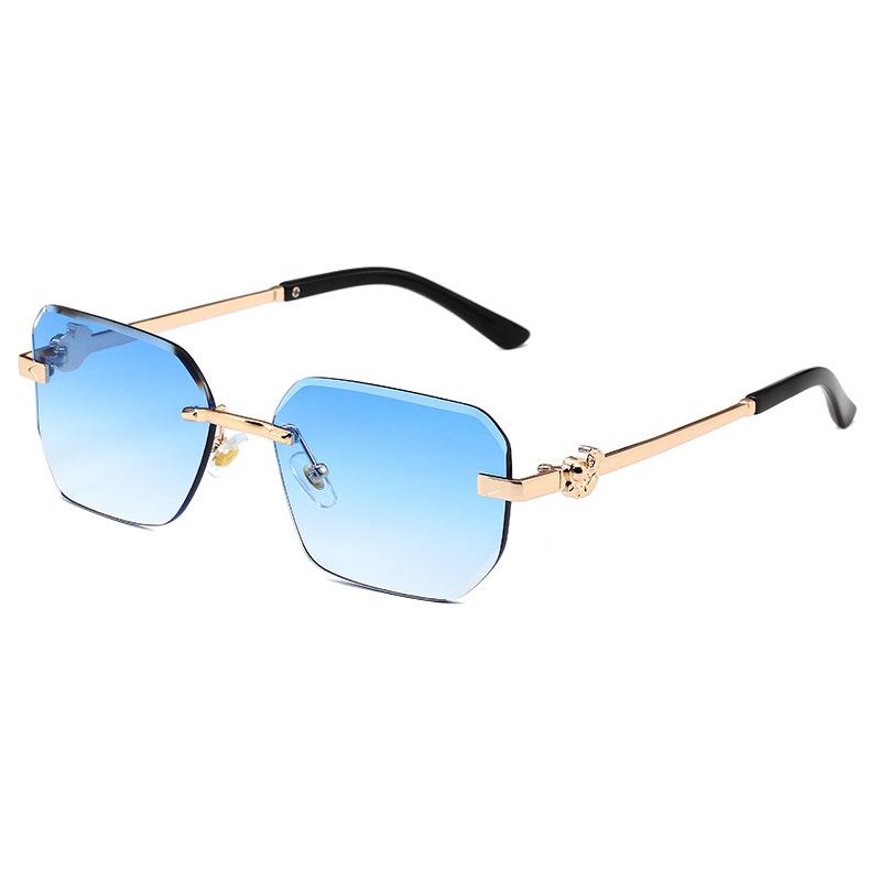 Women's sunglasses, rimless trimming sunglasses, concave lenses, metal polygons, men's trendy European and American glasses