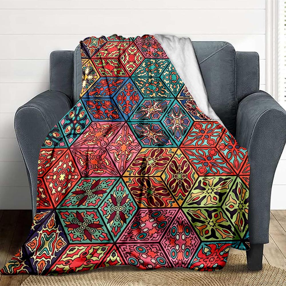 Hexagon Flannel Blanket Throw Blanket Soft Warm Sofa Bed Camping home Decor Unique Christmas Gift C9261532