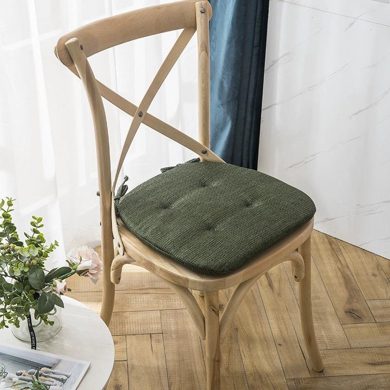 Solid Color Linen Chair Cushion | Non-slip, Universal Seat for All Seasons | Nordic Design for Home Office or Mahjong Stool