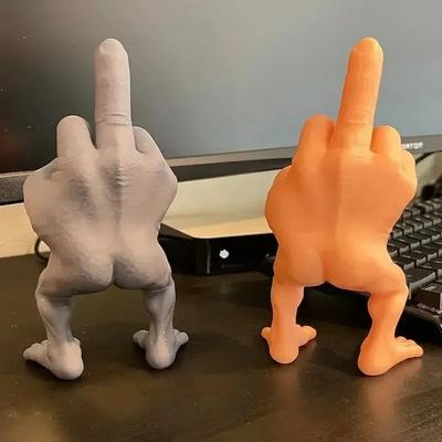 3D-печатные настольные украшения Статуэтка среднего пальца с ногами Статуэтка для автомобиля, дома, офиса Настольное украшение-статуэтка Забавные подарки-розыгрыши