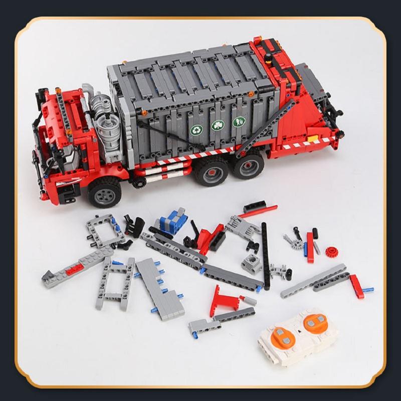 MOULD KING 15019 Технический автомобиль, игрушки для мальчиков, моторизованная модель мусоровоза, строительные блоки MOC-38031, кирпичи, детские рождественские подарки