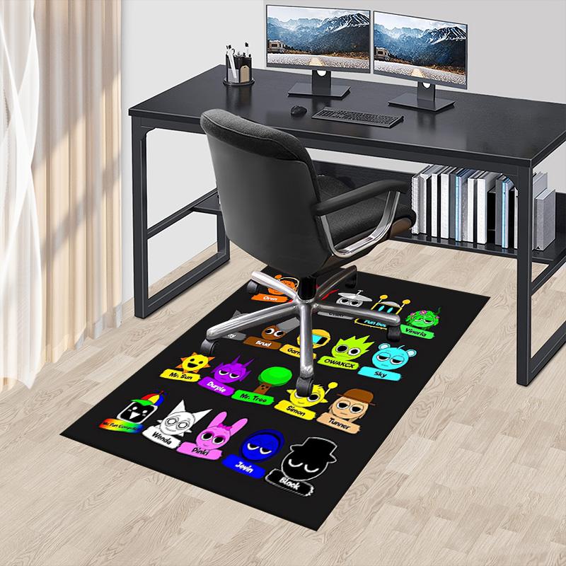 Colorful Character Icons Carpet For Playroom Bedroom Living Room Sofa Home Decorkids Game Area Rug Nonslip Floor Mat
