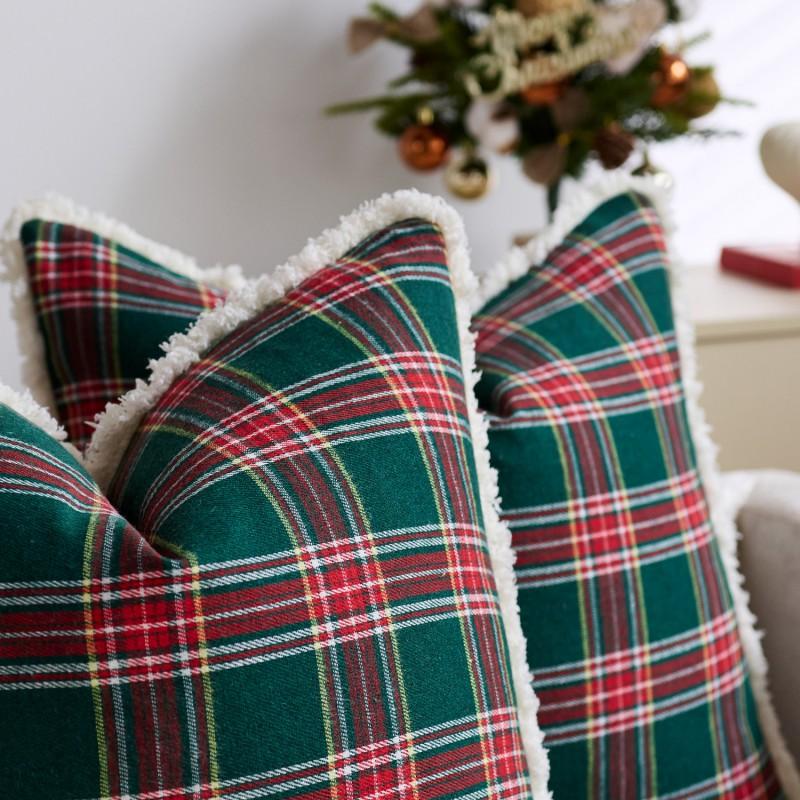 Plaid Christmas Throw Pillow Cover Sofa Bed Decor Nordic Style Fleece Flannel Cushion Case 30x50 45x45 50x50 60x60cm