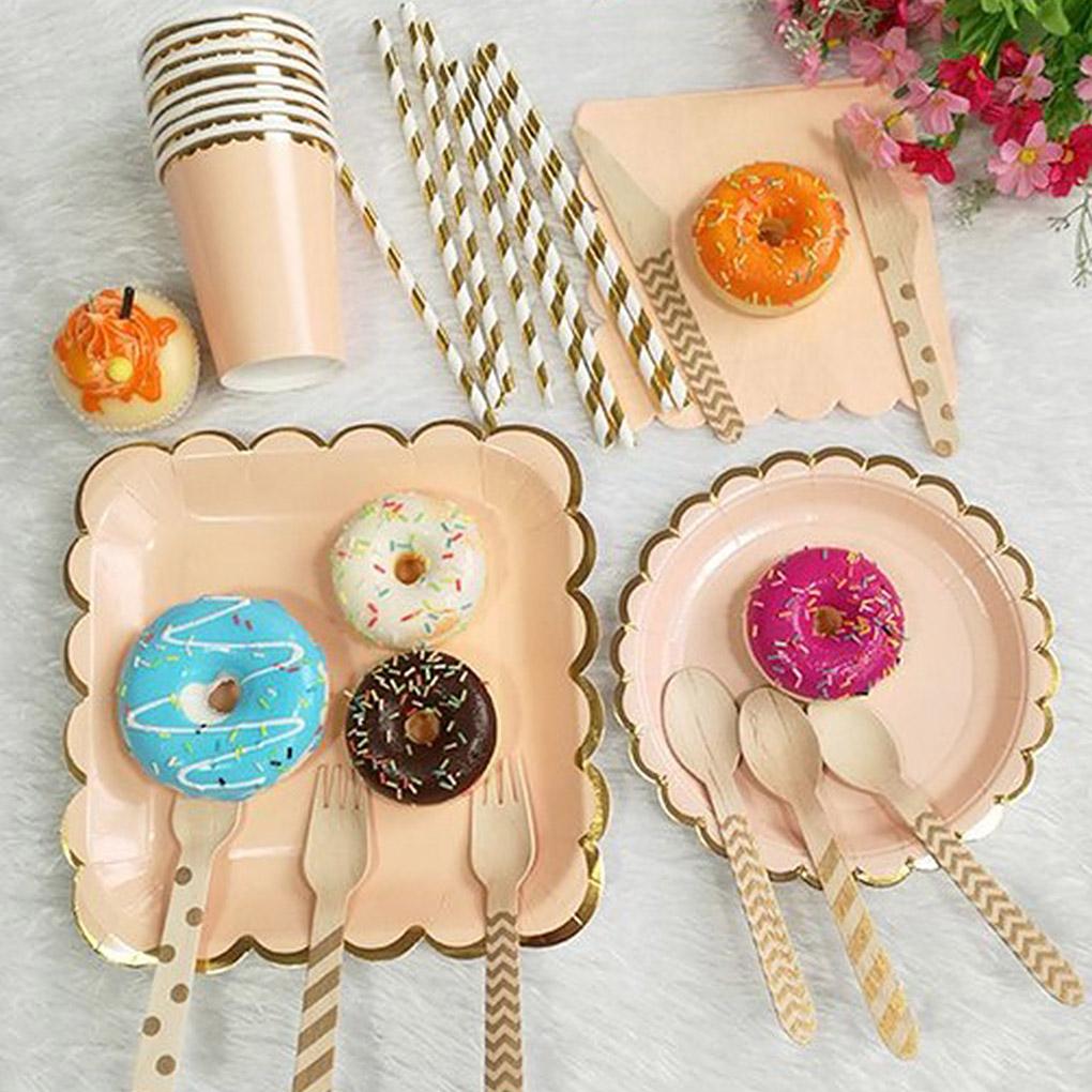 8 шт. Штампованная одноразовая посуда С Днем Рождения Декор для вечеринки Детская свадьба день рождения Одноразовая посуда Бумажная тарелка