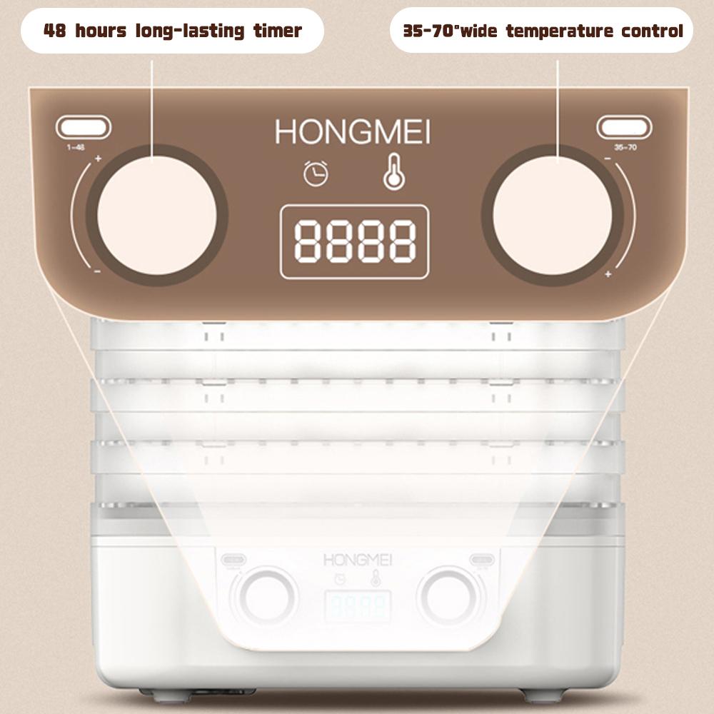 Сушилка для пищевых продуктов с 5 лотками и регулируемой температурой, автоматическая сушилка для пищевых продуктов и вяленого мяса,