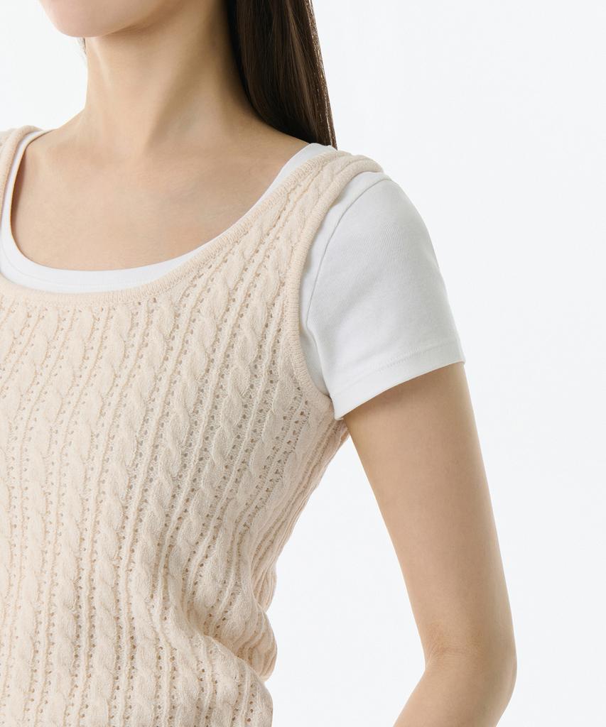 MUSINSA STANDARD WOMAN Женский вязаный безрукавный топ с косами [Кремовый]