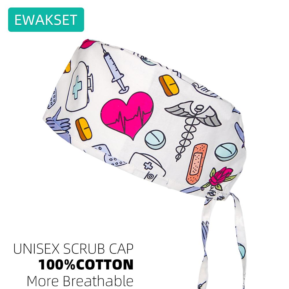 Новая шапочка-скруб с рисунком матки для гинеколога/акушера, медицинская шапка для медсестры, шапка для работы в отделении родов для женщин и мужчин, 100% хлопок, хирургические шапочки