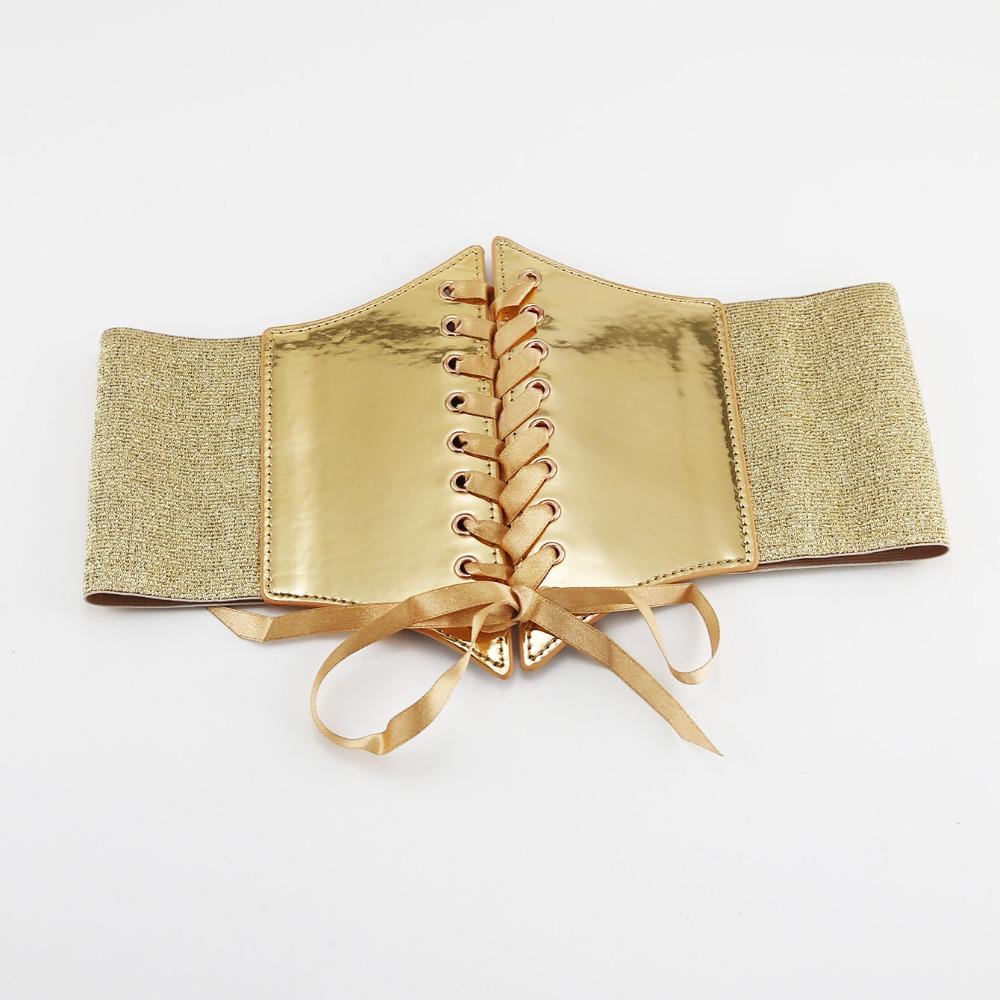 Dress Girdle Gold Cummerbunds PU Leather Wide Waist Belt Luxury Female Waistband Corset
