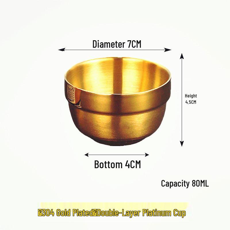 304 Stainless Steel Double-Layer Insulated Baijiu Cup, Single-Mouth Design for Home Use, Tea, Beer, Spirits, Two Liang Capacity.