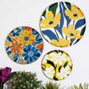 Metal Wall Plates | Home Decoration | Vivid Floral Art Design | Living Room Wall Decoration | Décor Items | Gift Items (Multicolour) (Set of 3)