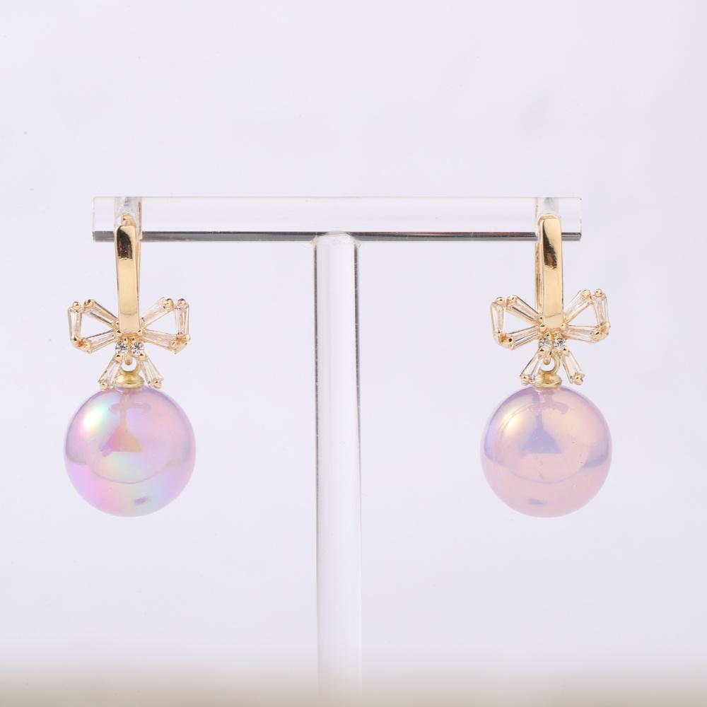 1 пара сверкающих круглых висячих сережек с искусственным жемчугом для женщин с кубическим цирконием, галстук-бабочка, ювелирные изделия, свадебные аксессуары