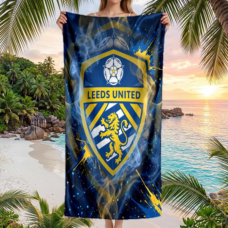 Пляжное полотенце Leeds United Football Мягкое из микрофибры Летнее полотенце Быстросохнущее Впитывающее полотенце для пляжа Бассейна Путешествий