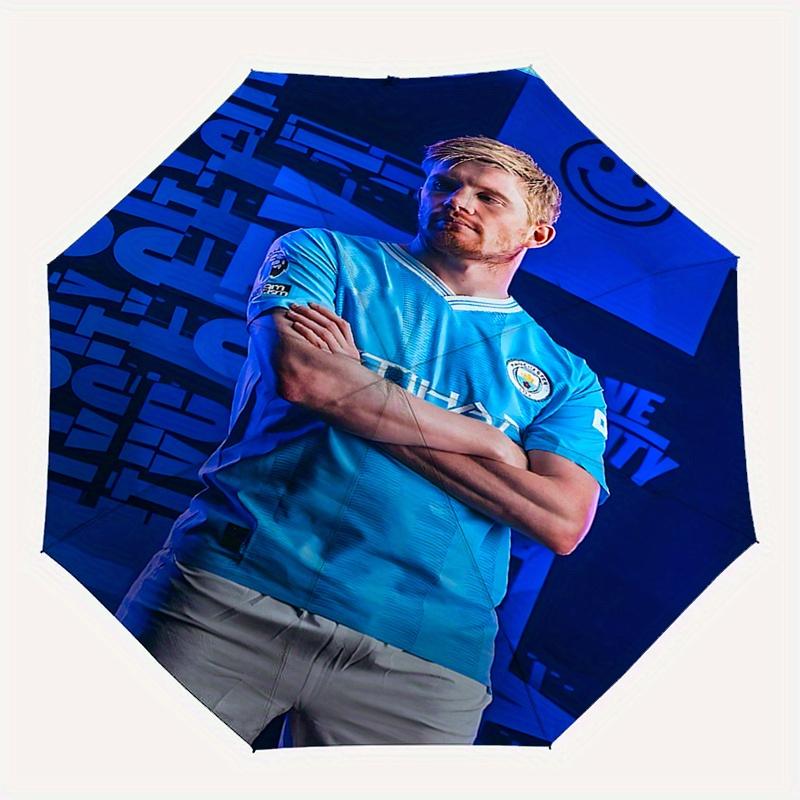 Manchester City, Soccer Player Automatic Opening and Closing Umbrella, Compact Travel Umbrella, Lightweight and Portable, Suitable for Beach