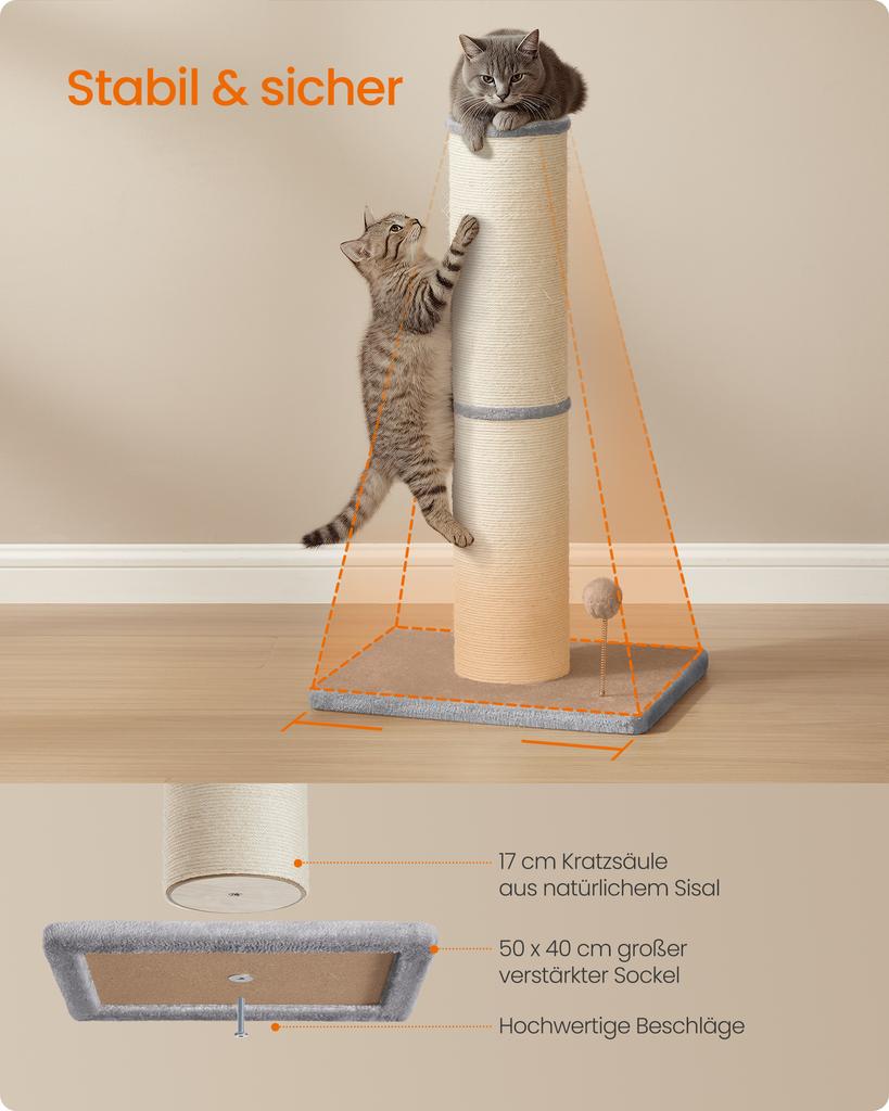 Feandrea Cat Scratching Post XL 85 cm High Scratching Post 17 cm Thick
