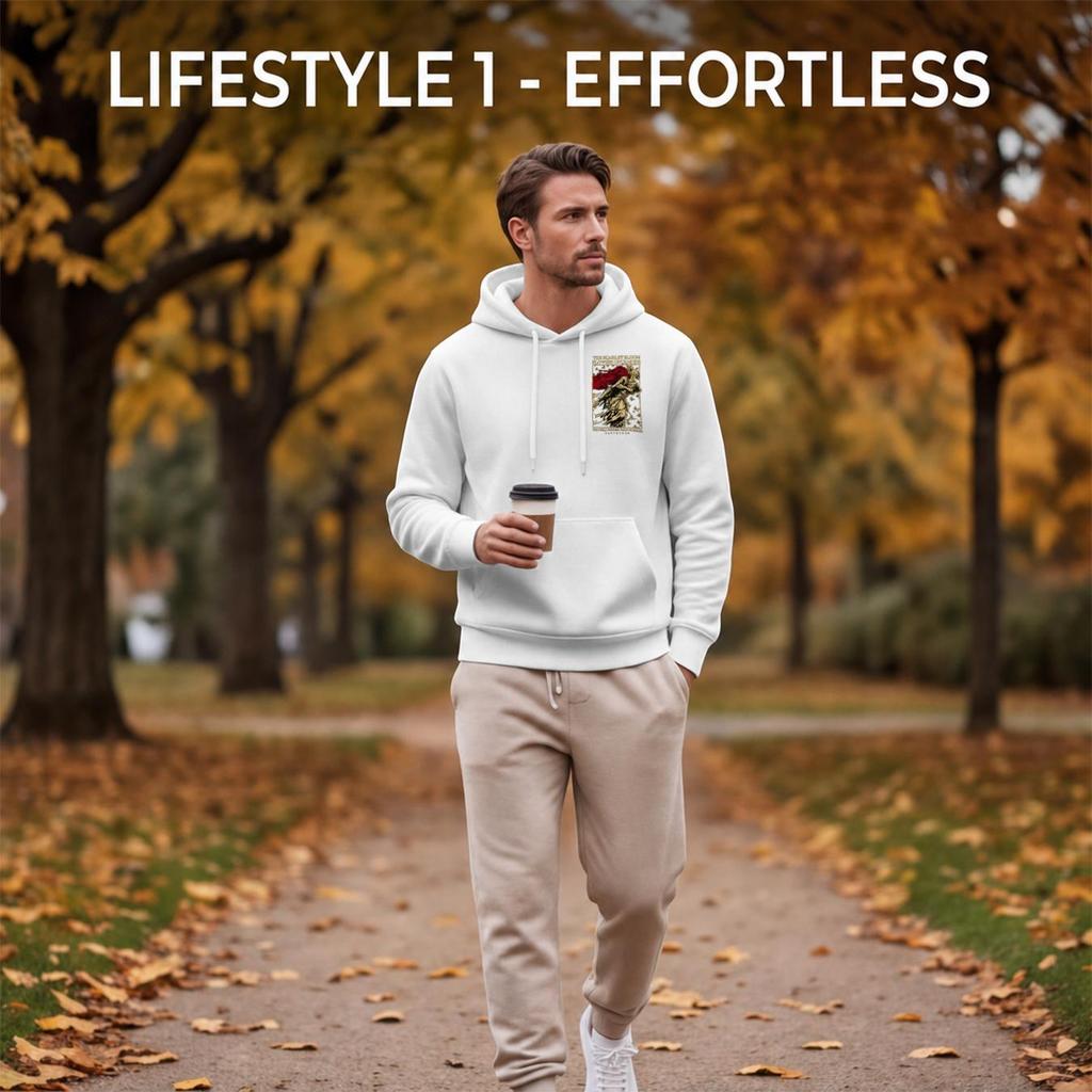Men's Breathable 2D Graphic Hoodie, Minimalist Design Soft Cotton Sweatshirt for Casual Daily Wear & Versatile Style
