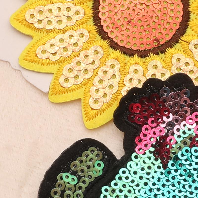 Бисерная вышивка пайетки подсолнух кактус аксессуары для одежды вышитая нашивка наклейка вышитая наклейка на ткань