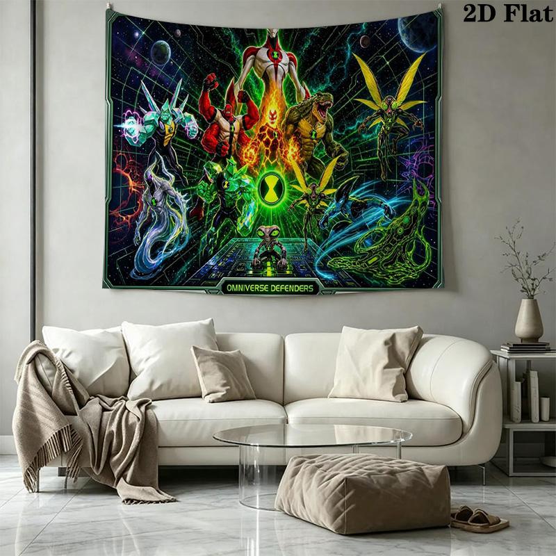 ben 10 Wall Tapestry Aesthetic Wall Hanging Printed Fabric Blanket Decorative Tapestries for Bedroom Living Room Home Decor